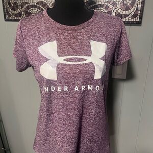 UNDER ARMOUR Womens Heat Gear T-Shirt Top Size Small purple Loose Polyester